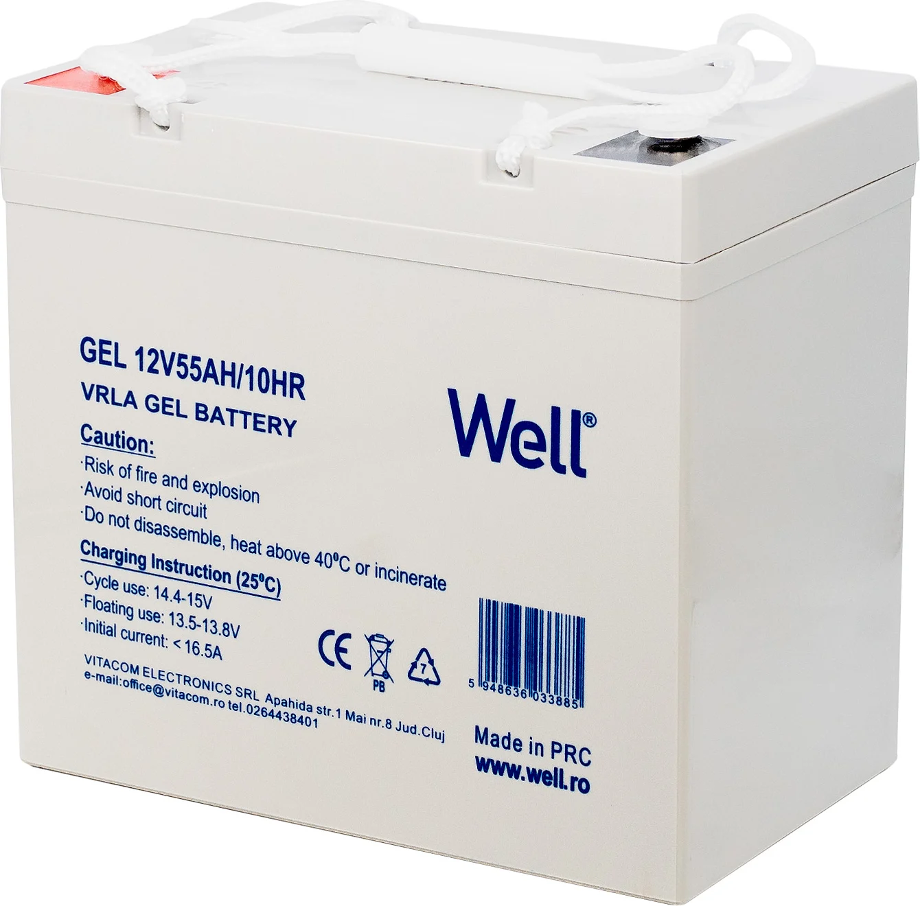 Well GEL 12V 55Ah napelemes akkumulátor M8 csatlakozóval BAT-LEADG-12V55AH-WL