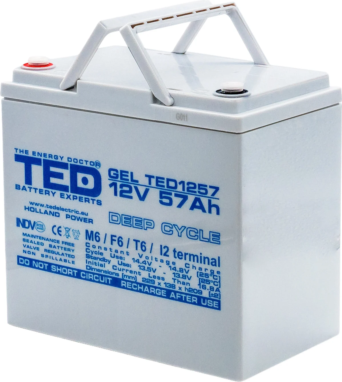 GEL Deep Cycle 12V 57Ah TED003393 napelemes akkumulátor