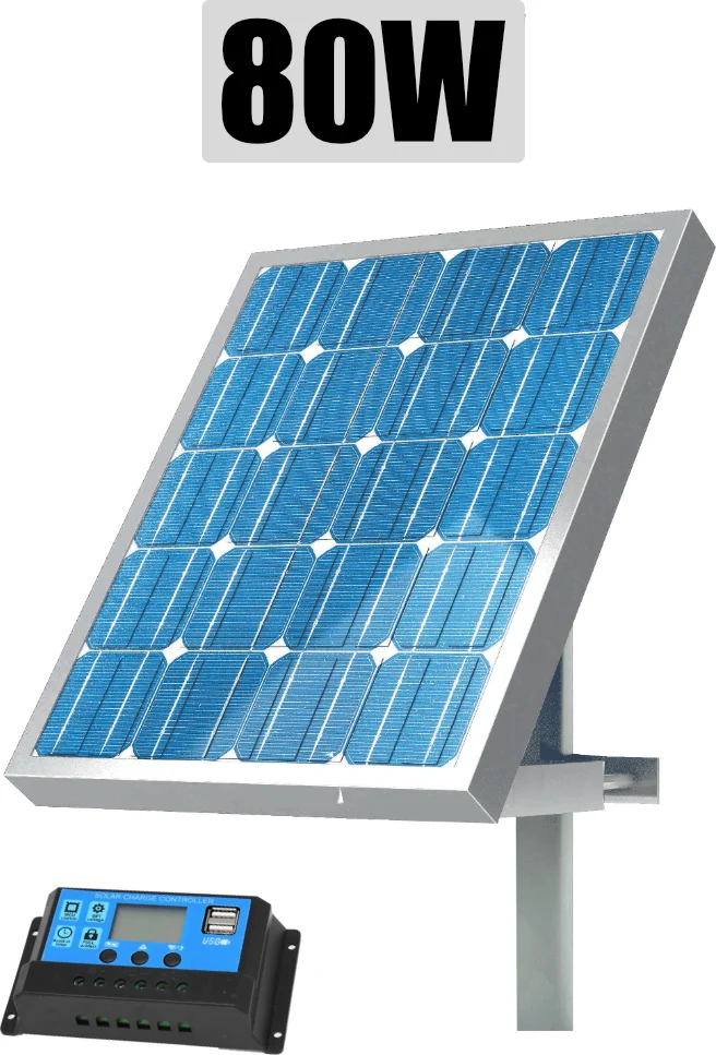 NEXON 80W napelem tartóval és szabályzóval villanypásztorhoz