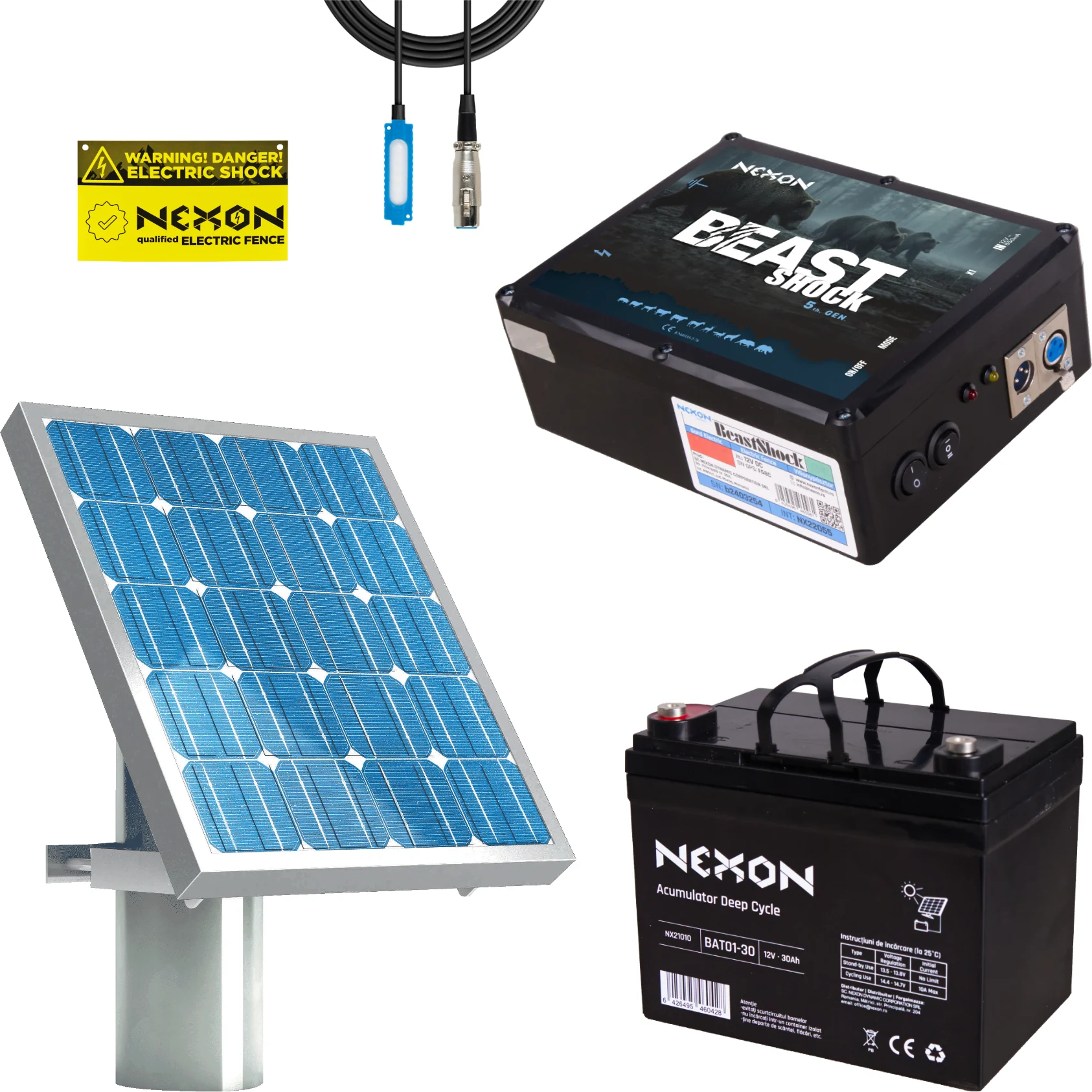 NEXON BeastShock 8.5J napelemes + akkumulátoros készlet