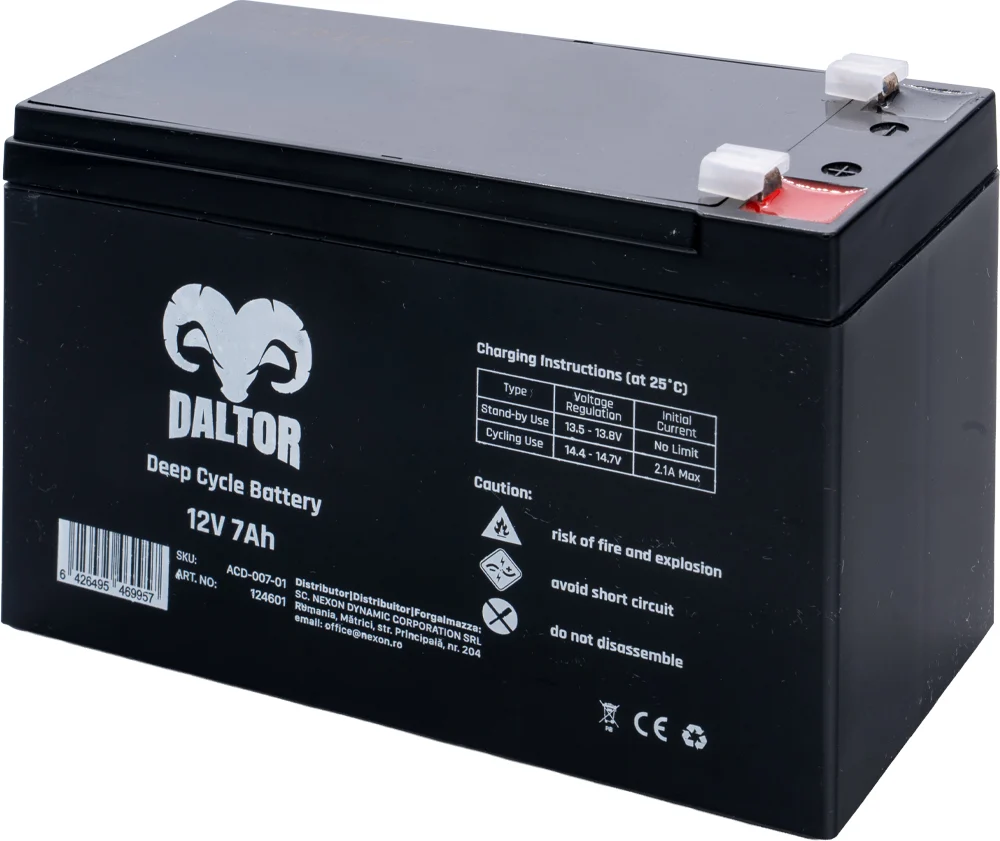 DALTOR 12V 12Ah akkumulátor – villanypásztorhoz
