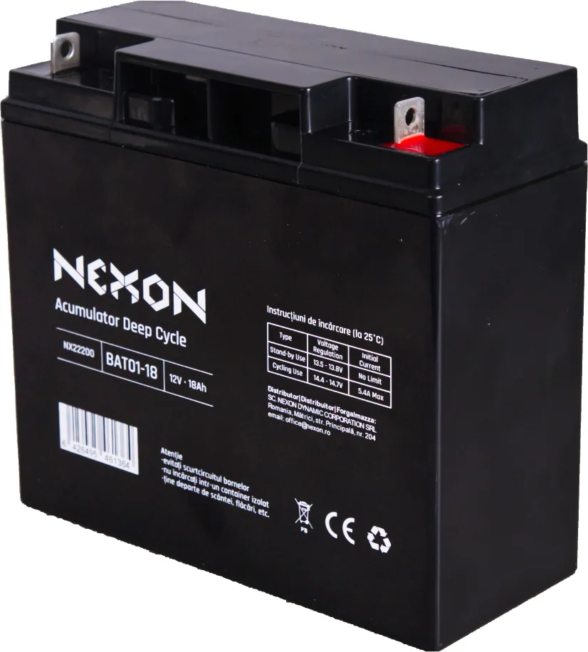 NEXON 12V 18Ah ólom-savas akkumulátor villanypásztorhoz