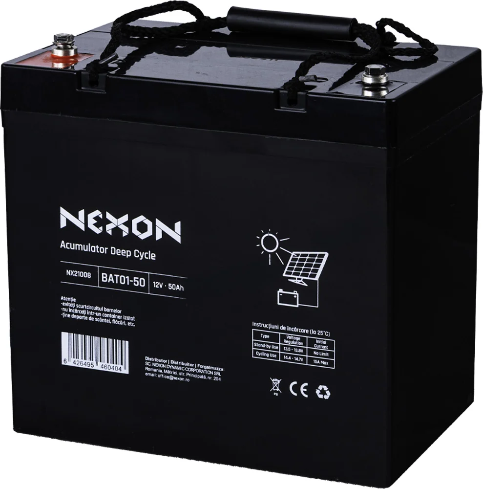 NEXON 12V 50Ah ólom-savas akkumulátor villanypásztorhoz