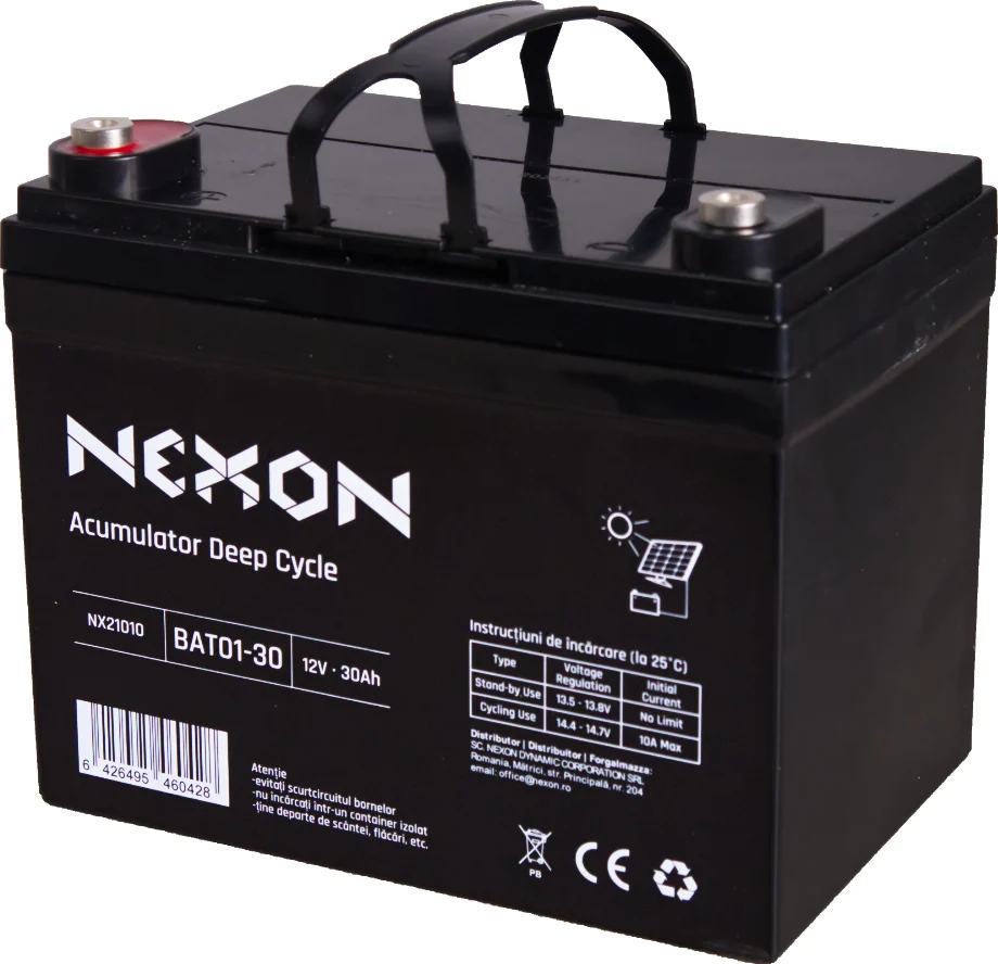 NEXON 12V 30Ah ólom-savas akkumulátor villanypásztorhoz