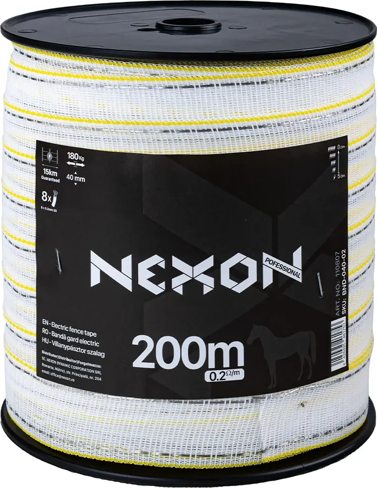 NEXON PREMIUM villanypásztor szalag 200m 8 fémszál 180kg