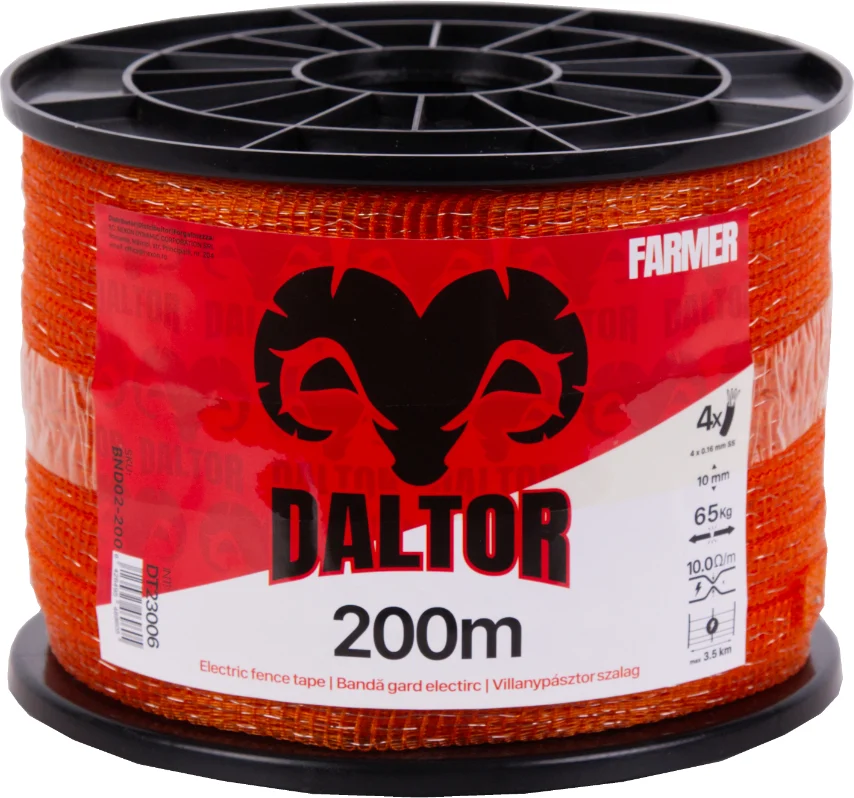 Villanypásztor szalag DALTOR 200m 4-fémszál 65kg