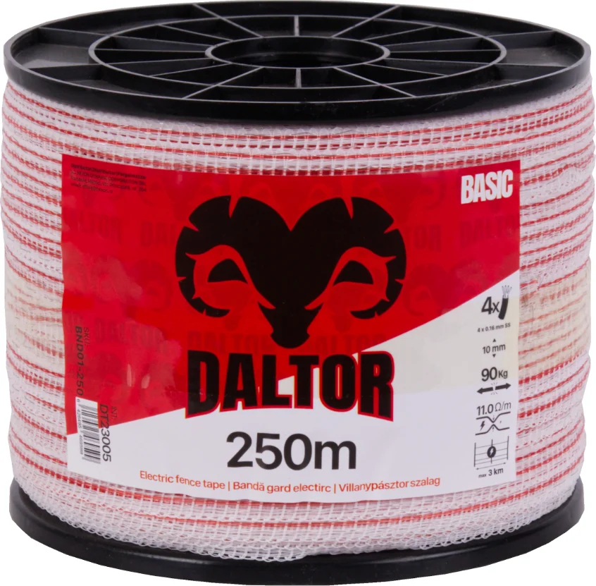 Villanypásztor szalag DALTOR BASIC 250m 4-fémszál 70kg