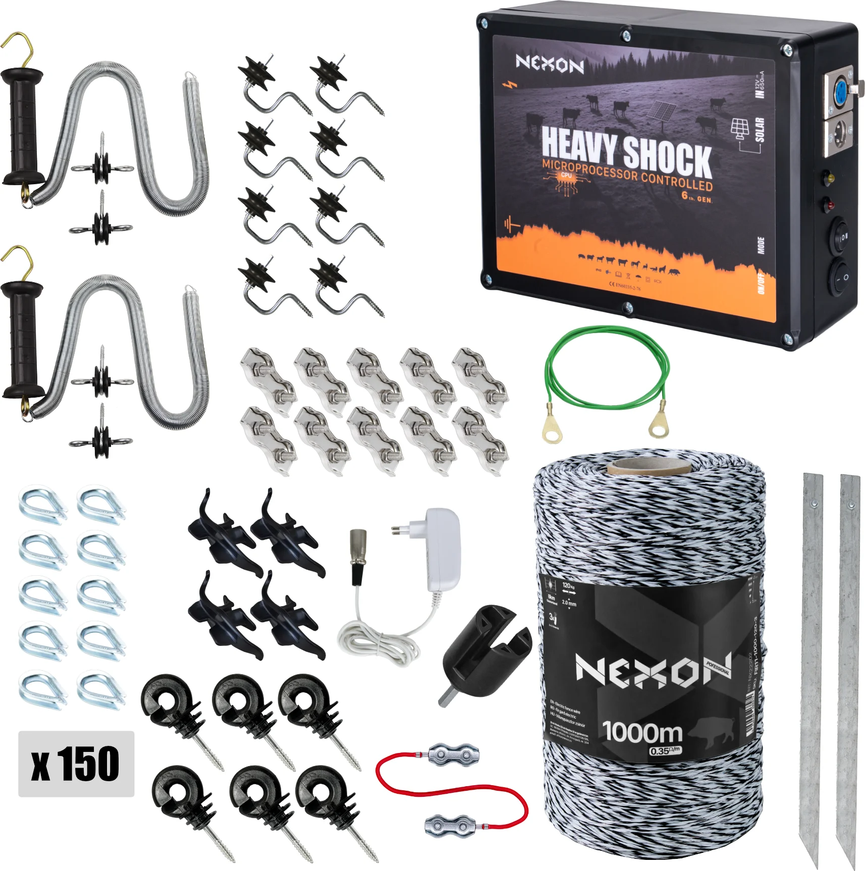 Villanypásztor csomag NEXON HeavyShock PRO 2.5J, Zsinór 1000m 3 fémszál 120kg