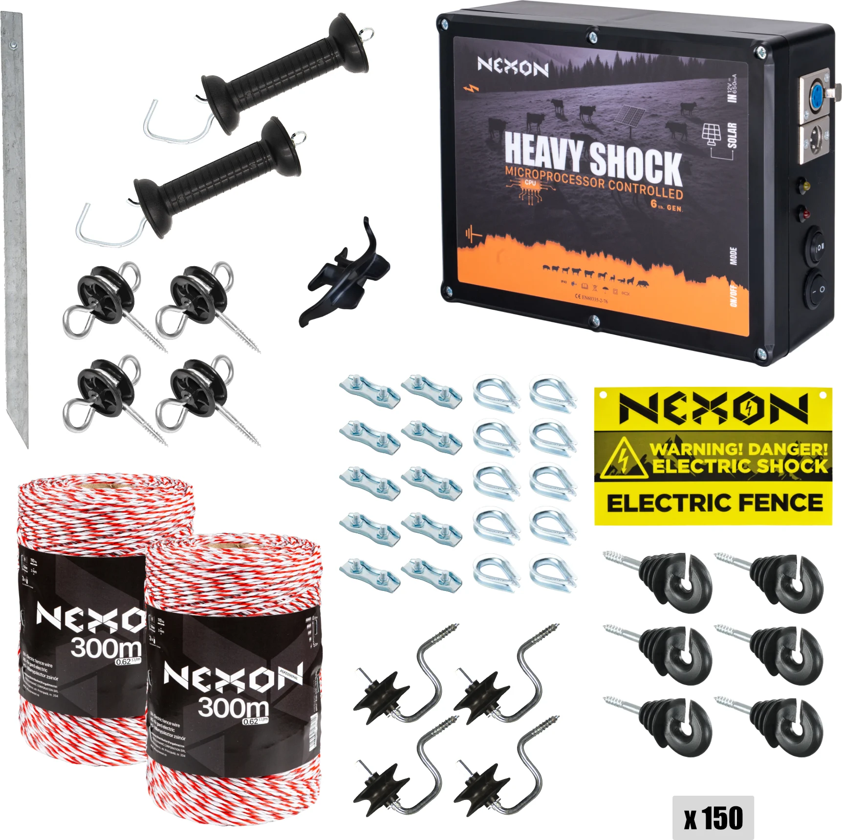 Villanypásztor csomag NEXON HeavyShock PRO 2.5J, Zsinór 600m, 3 fémszál, 110kg
