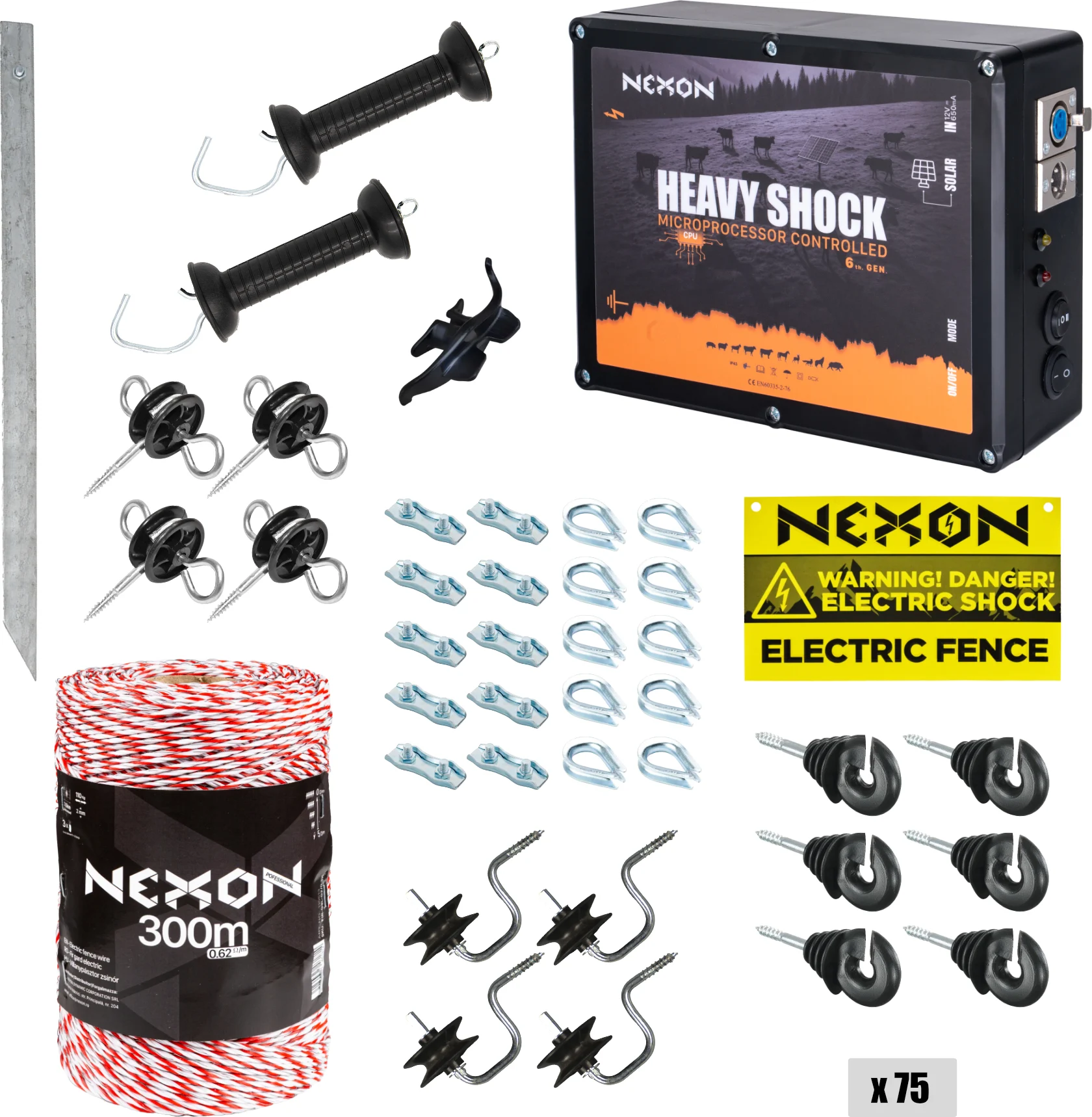 Villanypásztor csomag NEXON HeavyShock PRO 2.5J, Zsinór 300m, 3 fémszál, 110kg